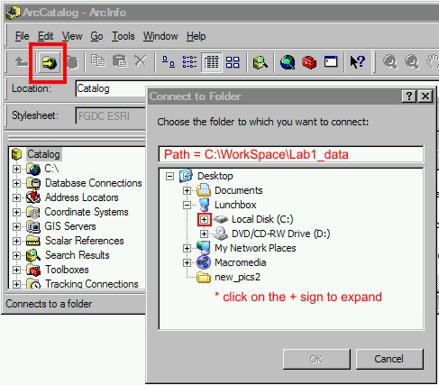 Connect To... button in ArcCatalog